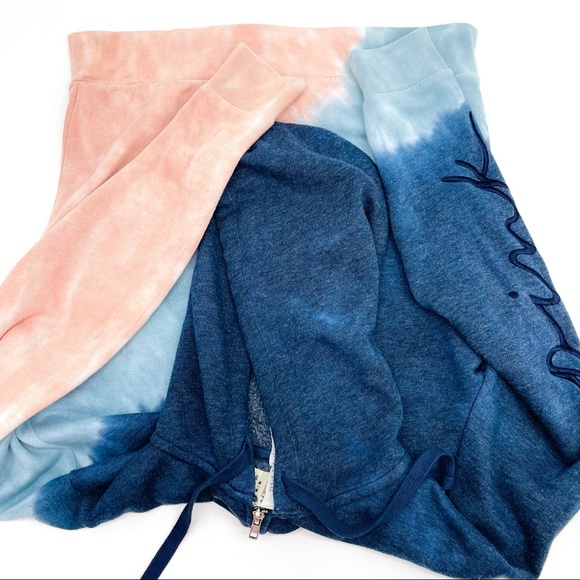 👚💙VS PINK ENSIGN CAMPUS STATIC TIE DYE LOUNGE ZIP UP HOODIE Size Med NWT - Picture 6 of 12